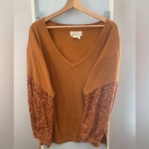 Anthropologie Small Yellow/Floral Long Sleeve Thermal Shirt